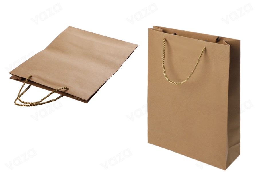 Sac cadeau en papier marron avec cordon torsadé 280 x 100 x 370 mm - 12 pcs-εικόνα_προϊοντική