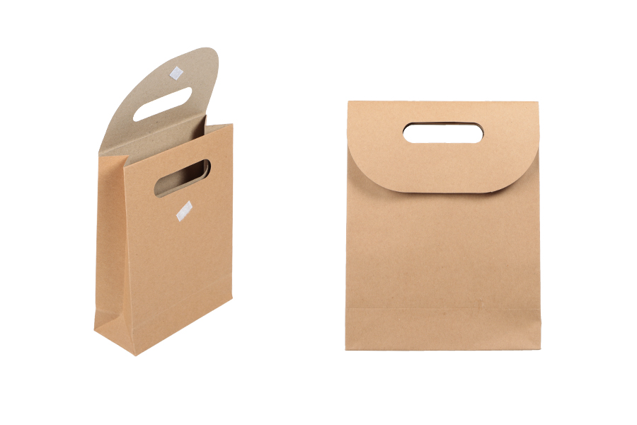 Sac cadeau en papier de couleur marron avec fermeture adhésive en papier hitch 150 x 60 x 200 mm
