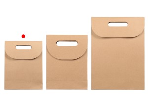 Geschenktüte aus Papier in brauner Farbe mit Aufkleberband 150x60x200 mm-4