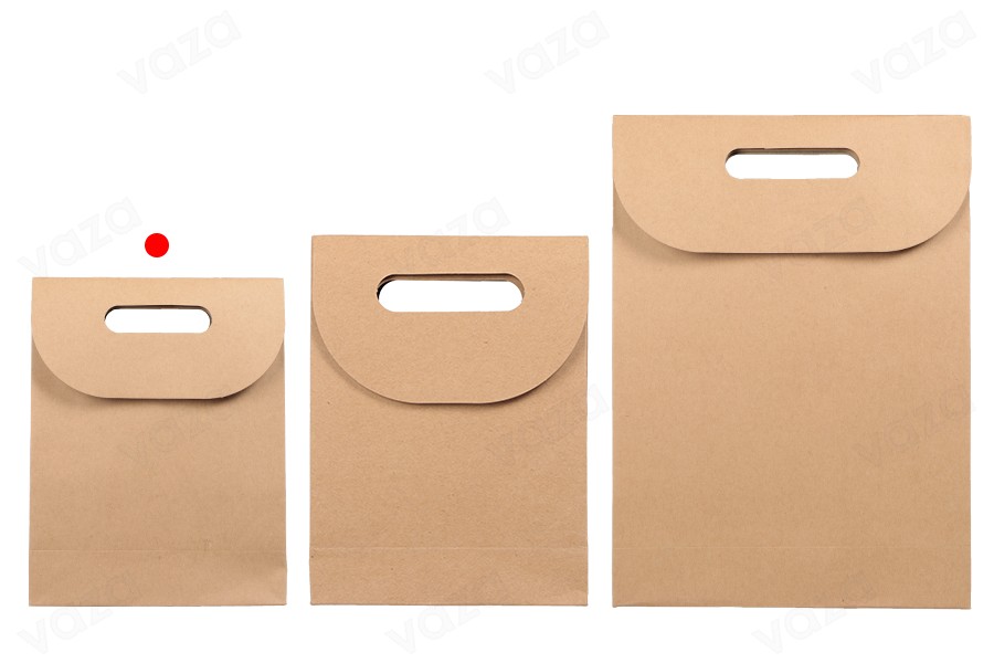 Sac cadeau en papier de couleur marron avec fermeture adhésive en papier hitch 150 x 60 x 200 mm-εικόνα_σύνθεση