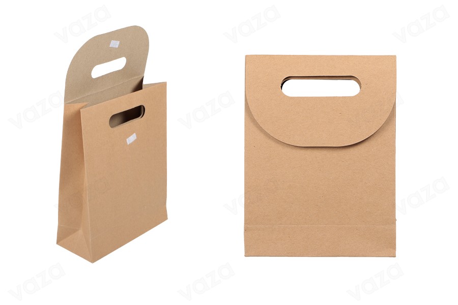 Sac cadeau en papier de couleur marron avec fermeture adhésive en papier hitch 190 x 80 x 240 mm Sac cadeau en papier de couleur marron avec fermeture adhésive en papier hitch 190 x 80 x 240 mm-