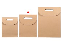 Geschenktüte aus Papier in brauner Farbe mit Aufkleberband190x80x240 mm Geschenktüte aus Papier in brauner Farbe mit Aufkleberband190x80x240 mm