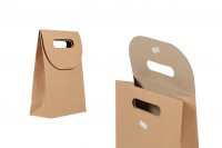 Eco brown paper gift bag with velcro closure in size 190x80x240 mm
