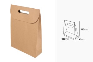 Geschenktüte Papier in brauner Farbe mit Aufkleberband hrits hrats 240x80x330 mm-2