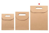 Geschenktüte Papier in brauner Farbe mit Aufkleberband hrits hrats 240x80x330 mm Geschenktüte Papier in brauner Farbe mit Aufkleberband hrits hrats 240x80x330 mm
