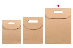 Geschenktüte Papier in brauner Farbe mit Aufkleberband hrits hrats 240x80x330 mm-4