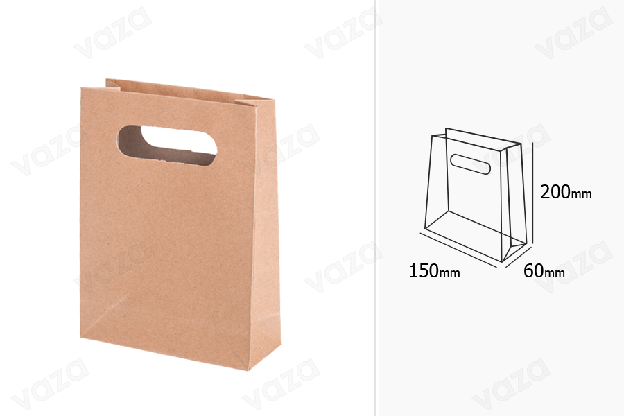 Papiertüte für Geschenke braun 150x60x200 mm Papiertüte für Geschenke braun 150x60x200 mm-bildabmessungen