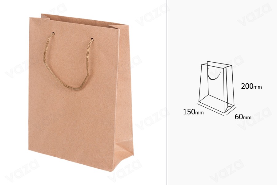 Sac cadeau en papier kraft avec cordon de 3 mm avec une belle texture dans la même couleur que le sac 150 x 60 x 200 mm Sac cadeau en papier kraft avec cordon de 3 mm avec une belle texture dans la même couleur que le sac 150 x 60 x 200 mm-εικόνα_διαστάσεις