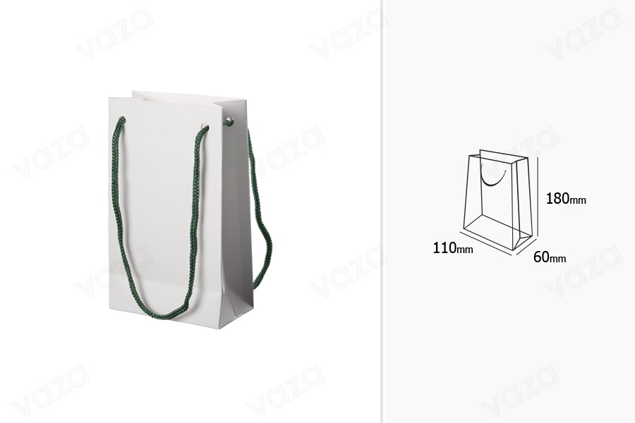 Sac cadeau en papier 110 x 60 x 180 mm avec cordon - 20 pcs Sac cadeau en papier 110 x 60 x 180 mm avec cordon - 20 pcs-