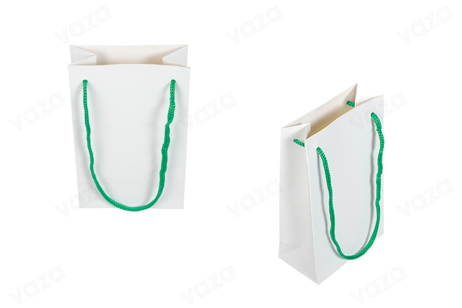Sac cadeau en papier blanc 110 x 60 x 180 mm avec cordon - 20 pcs Sac cadeau en papier blanc 110 x 60 x 180 mm avec cordon - 20 pcs-photo_produit
