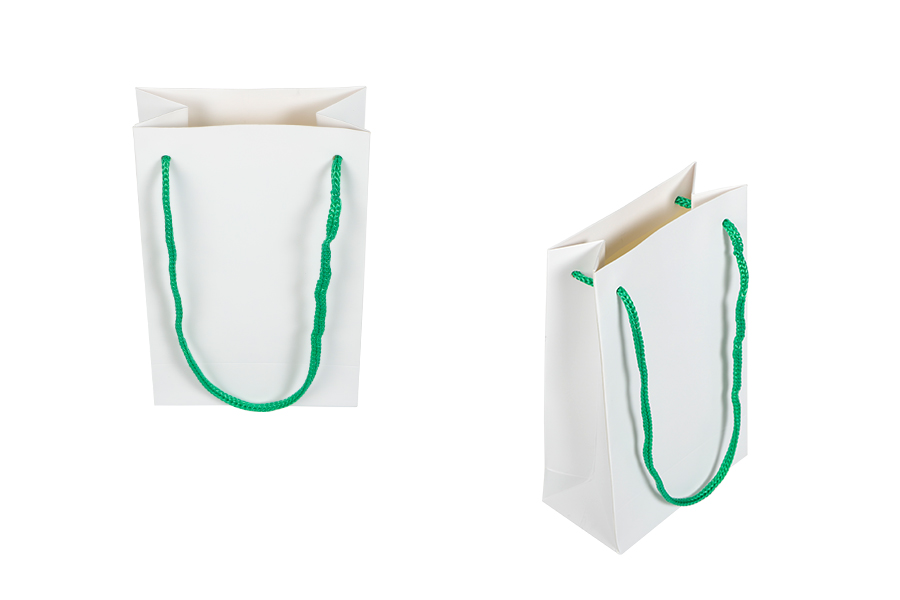 Sac cadeau en papier blanc 110 x 60 x 180 mm avec cordon - 20 pcs Sac cadeau en papier blanc 110 x 60 x 180 mm avec cordon - 20 pcs