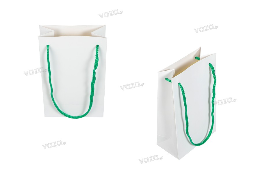 Σακούλα δώρου λευκή χάρτινη 110x60x180 mm με κορδόνι - 20 τμχ