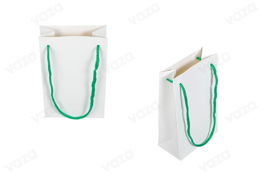 Sac cadeau en papier blanc 110 x 60 x 180 mm avec cordon - 20 pcs-produktbild