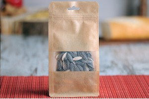 Standbodenbeutel aus Kraftpapier, mit Druckverschluss, Sichtfenster und Eurohole Loch - verschließbar (durch Schweißgerät) 100x 60x 200 - 50 Stücke-8