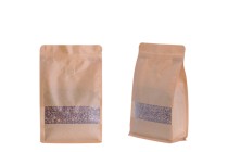Kraftbeutel vom Typ Doy Pack, mit Reißverschluss, Ventil, Fenster, Innen- und Außenfutter transparent und Möglichkeit zum Versiegeln mit Heißsiegeln 140x65x240 mm - 25 Stück Kraftbeutel vom Typ Doy Pack, mit Reißverschluss, Ventil, Fenster, Innen- und Außenfutter transparent und Möglichkeit zum Versiegeln mit Heißsiegeln 140x65x240 mm - 25 Stück