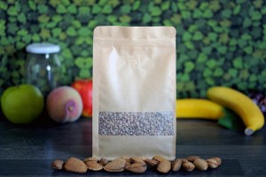 Kraftbeutel vom Typ Doy Pack, mit Reißverschluss, Ventil, Fenster, Innen- und Außenfutter transparent und Möglichkeit zum Versiegeln mit Heißsiegeln 140x65x240 mm - 25 Stück-4