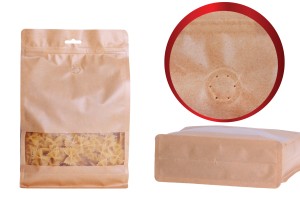 Standbodenbeutel aus Kraftpapier, mit Druckverschluss, Ventil, Sichtfenster und Eurohole Loch - verschließbar (durch Schweißgerät) 160x80x 260 - 25 Stücke-photo_dimensions