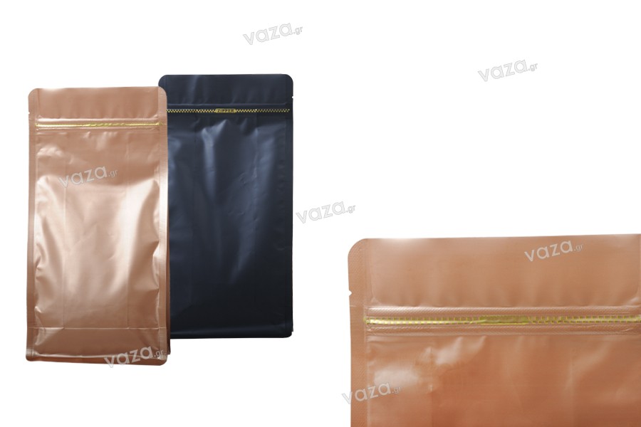 Σακουλάκια αλουμινίου τύπου Doy Pack με κλείσιμο "zip" και δυνατότητα σφράγισης με θερμοκόλληση 135x72x265 mm - 50 τμχ