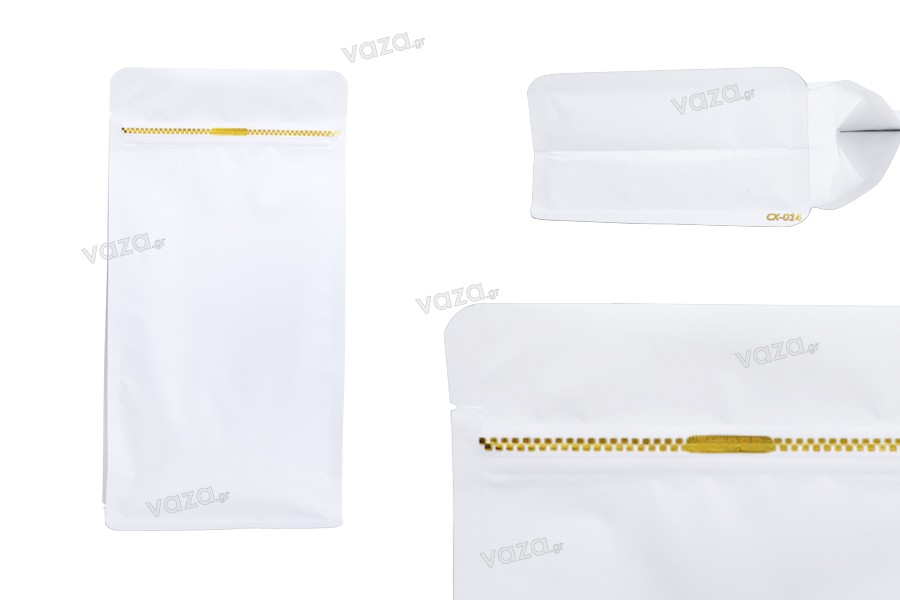 Σακουλάκια αλουμινίου τύπου Doy Pack με κλείσιμο "zip" και δυνατότητα σφράγισης με θερμοκόλληση 135x72x265 mm - 50 τμχ