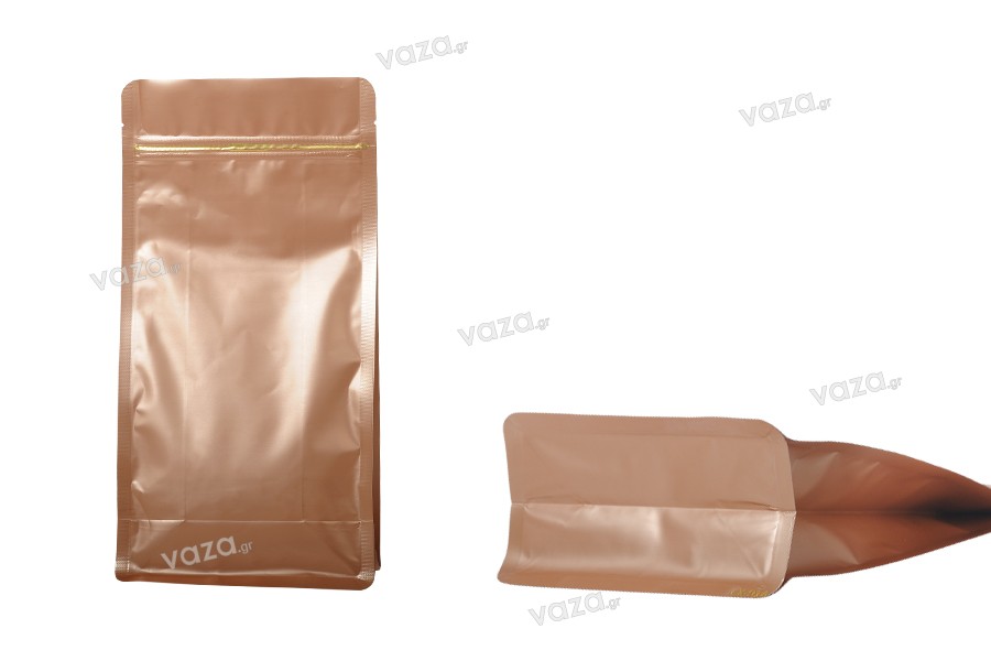 Σακουλάκια αλουμινίου τύπου Doy Pack με κλείσιμο "zip" και δυνατότητα σφράγισης με θερμοκόλληση 135x72x265 mm - 50 τμχ