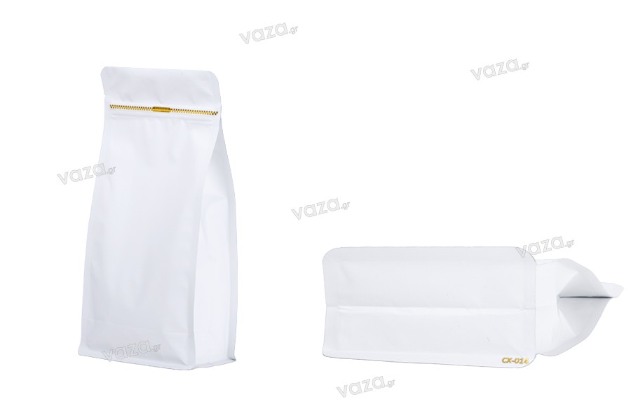 Σακουλάκια αλουμινίου τύπου Doy Pack με κλείσιμο "zip" και δυνατότητα σφράγισης με θερμοκόλληση 135x72x265 mm - 50 τμχ