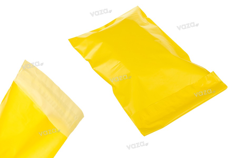 Σακουλάκια μεταφορών courier 170x300 mm αδιάβροχα PE με αυτοκόλλητο κλείσιμο σε κίτρινο χρώμα - 100 τμχ