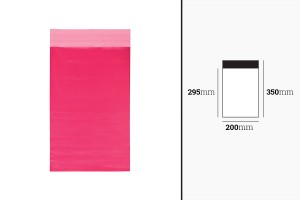 Sachets de transport de courrier 200 x 350 mm PE imperméable à l'eau avec fermeture auto-adhésive en couleur fuchsia- 100 pcs-εικόνα_διαστάσεις