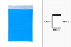 Sachets de transport de courrier 280 x 420 mm PE imperméable à l'eau avec fermeture auto-adhésive en couleur bleue - 100 pcs