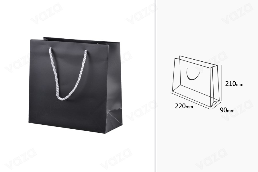 Sac cadeau laminé noir avec poignée-cordon argenté torsadé 220 x 90 x 210-εικόνα_διαστάσεις