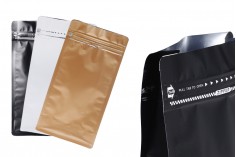 Σακουλάκια αλουμινίου τύπου Doy Pack, κλείσιμο με θερμοκόλληση, άνοιγμα με ταινία ασφαλείας και χρήση του zipper 135x80x265 mm - 3 χρώματα
