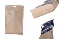 Σακουλάκια κραφτ τύπου Doy Pack, με κλείσιμο "zip", εσωτερική επένδυση αλουμινίου και δυνατότητα σφράγισης με θερμοκόλληση 140x70x230 mm - 50 τμχ