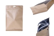 Doypack stand-up pouch kraft, with zipper closure, an aluminum inside layer and heat sealable, 170x80x260 mm - 50 pcs