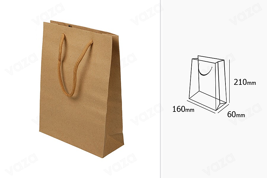 Sac cadeau en papier 160 x 60 x 210 avec cordon marron pour la poignée Sac cadeau en papier 160 x 60 x 210 avec cordon marron pour la poignée-εικόνα_διαστάσεις