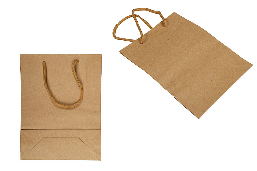 Papiertüte für Geschenke mit braunem Henkel 160x60x210