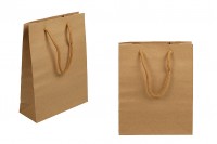 Brown paper gift bag with brown rope handle in size 160x60x210