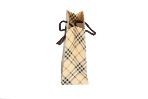 Geschenktasche beige mit Schleife und Henkel aus Baumwolle 140x70x150 mm-3