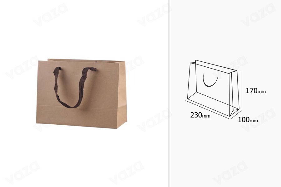Sac cadeau en papier kraft écologique - poignée marron avec poignée noire de 20 mm - 230 x 100 x 170 Sac cadeau en papier kraft écologique - poignée marron avec poignée noire de 20 mm - 230 x 100 x 170-εικόνα_σύνθεση