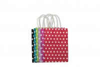 Sac en papier à pois 150 x 80 x 210 mm dans une variété de couleurs
