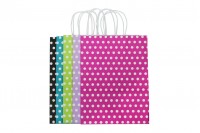 Paper back with polka dots in size 250x120x330 mm, available in different colour shades 