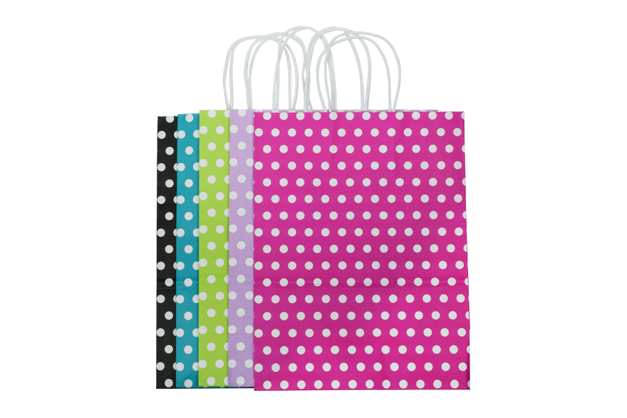 Sac en papier à pois 250 x 120 x 330 mm dans une variété de couleurs