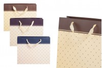 Busta di carta regalo con manico in raso 320 x 110 x 260mm in diversi colori 