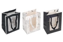 Geschenktüte aus Papier 150x100x200 mm mit Sichtfenster und Kordelgriff - 12 Stück Geschenktüte aus Papier 150x100x200 mm mit Sichtfenster und Kordelgriff - 12 Stück