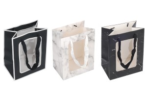 Geschenktüte aus Papier 150x100x200 mm mit Sichtfenster und Kordelgriff - 12 Stück-1