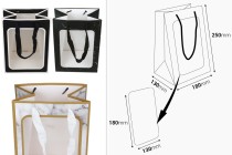 Geschenktüte aus Papier 180x130x250 mm mit Sichtfenster und Kordelgriff - 12 Stück Geschenktüte aus Papier 180x130x250 mm mit Sichtfenster und Kordelgriff - 12 Stück