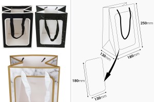 Geschenktüte aus Papier 180x130x250 mm mit Sichtfenster und Kordelgriff - 12 Stück-2