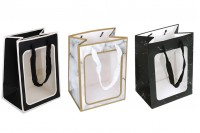 Paper gift bag 180x130x250 mm with window and handle - 12 pcs