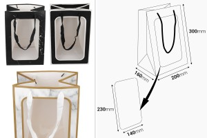 Geschenktüte aus Papier 200x160x300 mm mit Sichtfenster und Kordelgriff - 12 Stück-2
