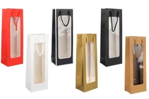 Geschenktüte aus Papier 125x85x360 mm mit Sichtfenster und Kordelgriff - 12 Stück-1