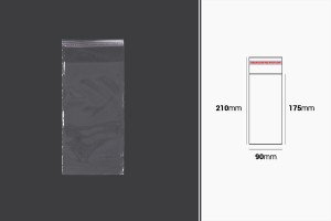 Kendinden yapışkanlı kapaklı şeffaf poşetler 90x210 mm - 1000 adet-1
