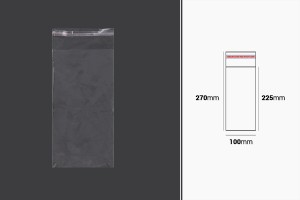Kendinden yapışkanlı kapaklı şeffaf poşetler 100x270 mm - 1000 adet-1